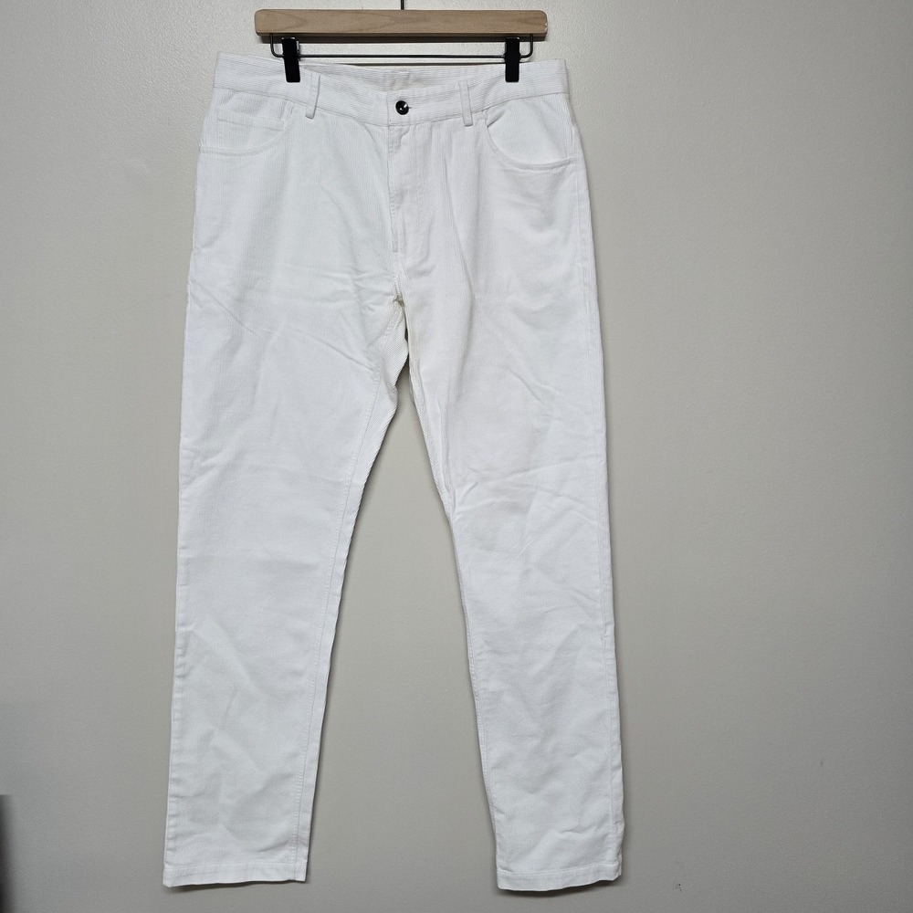 Spier & Mackay‎ White Corduroy Pants Men's 34 Handmade Slim Fit Casual